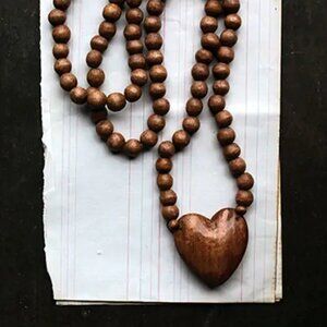 Hand Carved Rosary with Heart